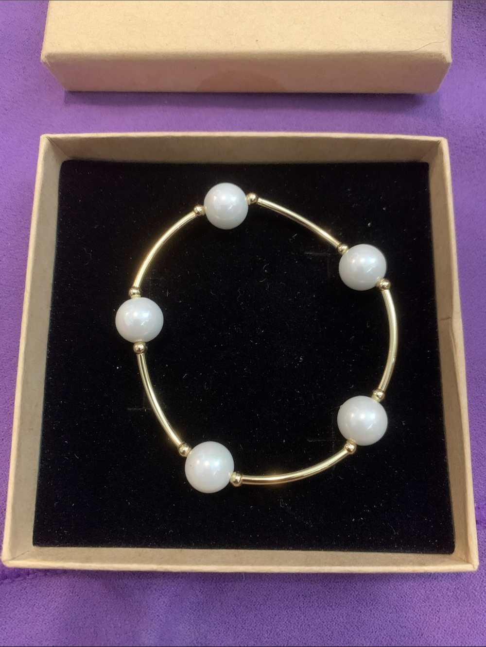 New Count Your Blessings Gold filled Crystal Pearl Stretch Bracelet